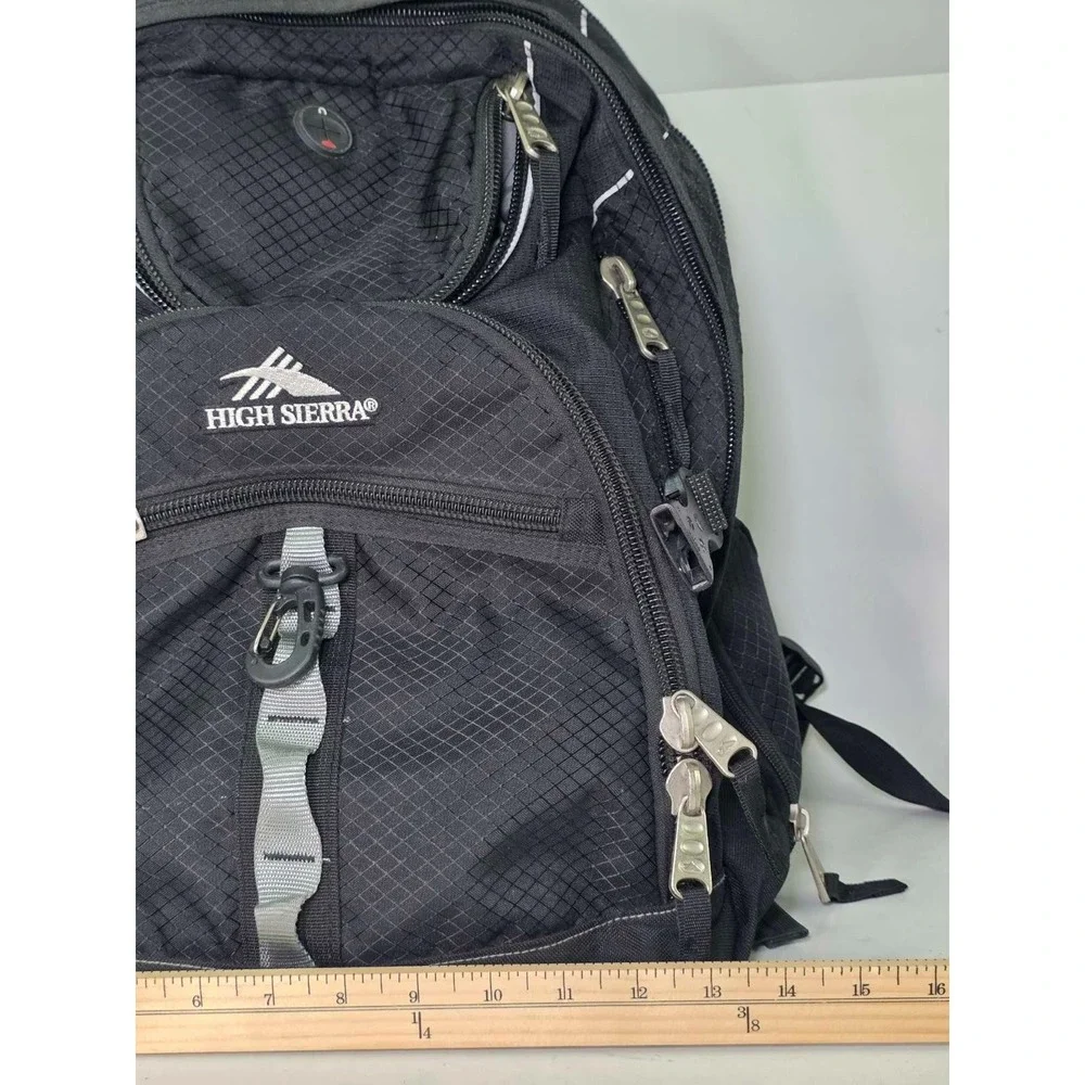 High Sierra Laptop Backpack Black Multi Compartments Travel Gym Zip Pockets‎